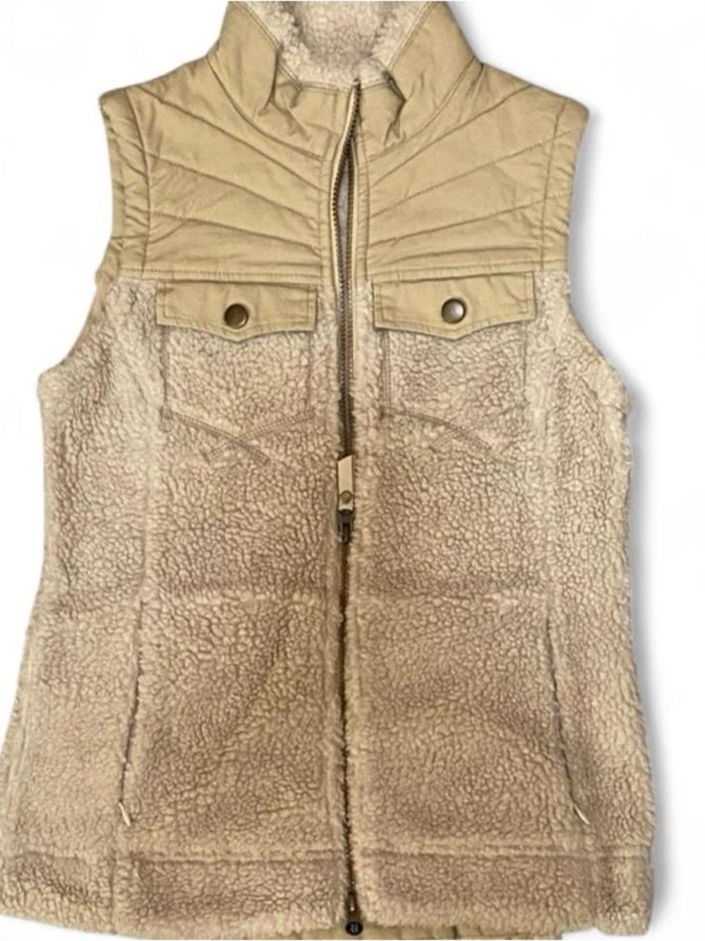 Royal Robbins Cream Sherpa Vest with Quilted Yoke